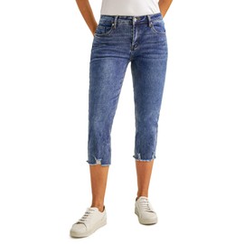 luvamia Jean Capri Pants for Women High Waisted Ripped Skinny Jeans for Women Trendy Stretch Y2K Jeans Blue Jeans Pantalones para Mujer Jeans Cute Outfits Vintage Blue Medium Fit Size 8 / Size 10