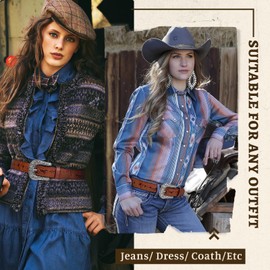 BELTROAD Vintage Western Leather Belt for Women Men Cowgirl Cowboy Men Leather Belt Western Belt Gift, Brown Flower Buckle