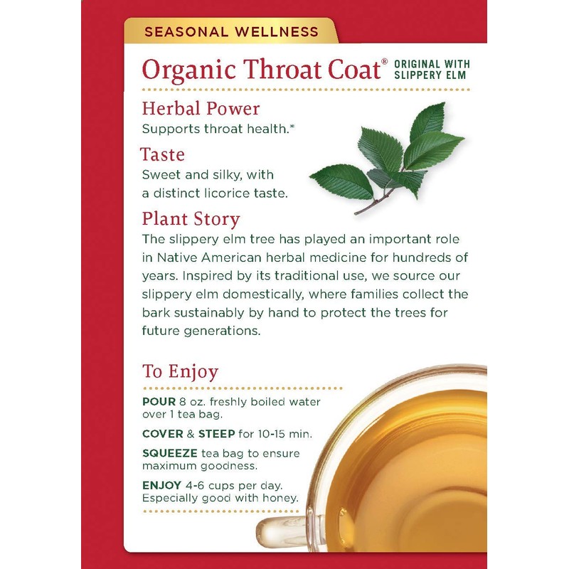 Traditional Medicinals Throat Coat Tea - 16 Tea Bags, Pack