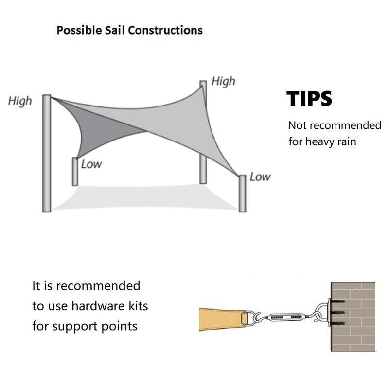 AsterOutdoor Sun Shade Sail Rectangle 16' x 16' UV Block