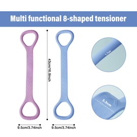 Figure 8 Fitness Resistance Band, Arm Back Shoulder Exercise Elastic Rope Stretch Fitness Band, Foot, Leg, Hand Stretcher, Arm Exerciser for Yoga Pilates Stretching Physical Therapy（Purple and Blue