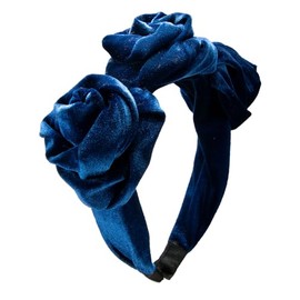 Alpenflüstern Costume Headband Velvet Braided Look Flowers – Women's Hair Accessories Non-Slip Headband for Dirndl (Blue) ADV146