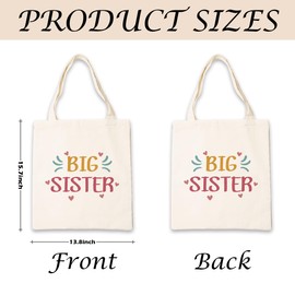 WDSXWH Big Sister Canvas Totes, Big Sister Gift for Birthday Christmas, Women Aesthetic Canvas Tote Bag for Big Sister, Reusable Cloth Cotton Tote Bags, Casual Cotton Tote Bag for Work A46