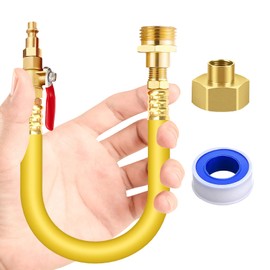 RV Winterizing Kit, 12" RV Winterize Blowout Adapter with Shut Off Valve, Air Compressor Quick Connect Blow Out Fitting Plug, 3/4" Garden Hose Thread for Faucet Boat Camper Travel Trailer, Motorhome