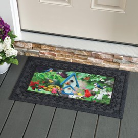 Evergreen Spring Sassafras Switch Mat Inserts, Interchangeable Front Door Mat Outdoor Entrance, Indoor Door Mats for Entryway, 22 x 10 Inches Sassafras Doormat Inserts (Birdhouse)