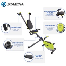 Stamina Wonder Exercise Bike | Build Upper and Lower Body Strength on One Machine | Includes Two Online Workout Videos, Chartreuse and Gray