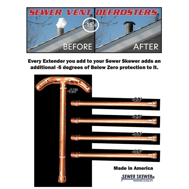 Sewer Skewer XL Vent Defroster for Sewer Pipes & Roof