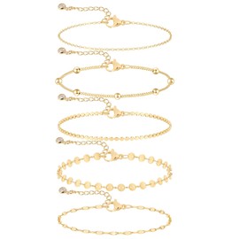 MIDEEO Gold Bracelets for Women,14K Gold Plated Stack Set Trendy Stackable Paperclip Chain Bracelets Jewelry Sets Gifts for Women