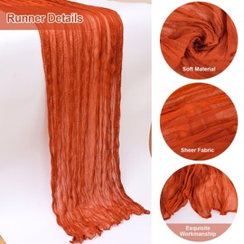 6 Pack Cheesecloth Table Runner 35x120 Inches for Baby Shower Decorations Gauze Boho Rustic Cheese Cloth Table Runners for Wedding Bridal Shower Birthday Party Table Decor(Terracotta)