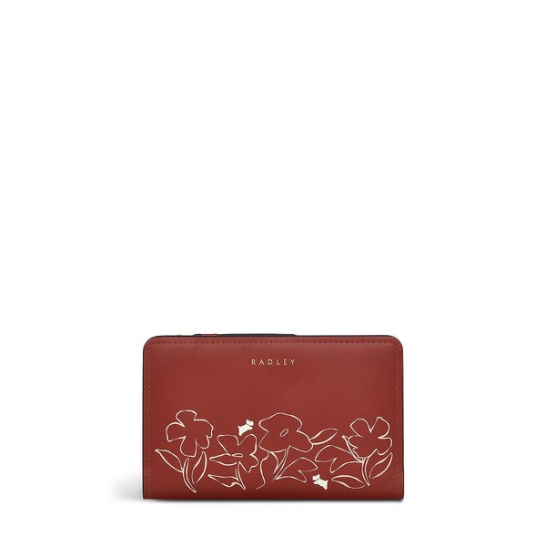 RADLEY London Linear Bloom Women's Medium Leather Bifold Wallet, Rust
