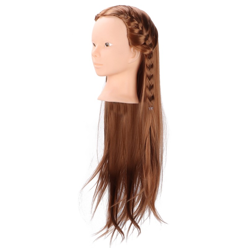 Long Hair Mannequin Head Light Brown Hairdresser Practice Training Head