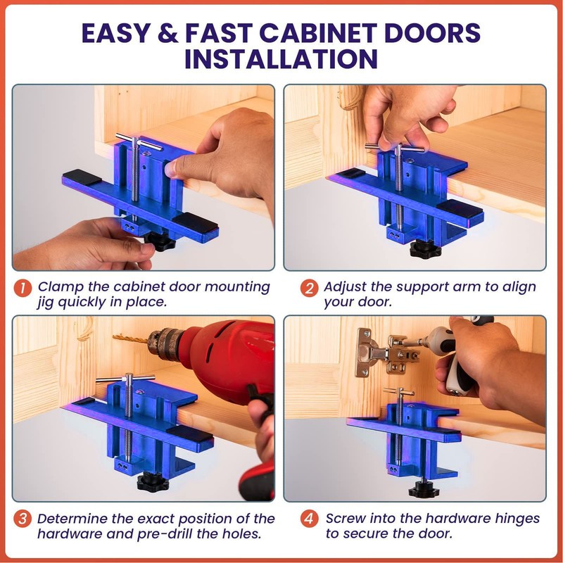 Cabinet Door Mounting Jig Hinge Hardware Easy Installation Tool Support