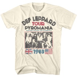 Def Leppard 1977 English Rock Band 1983 USA Pyromania Tour Natural Adult T-Shirt
