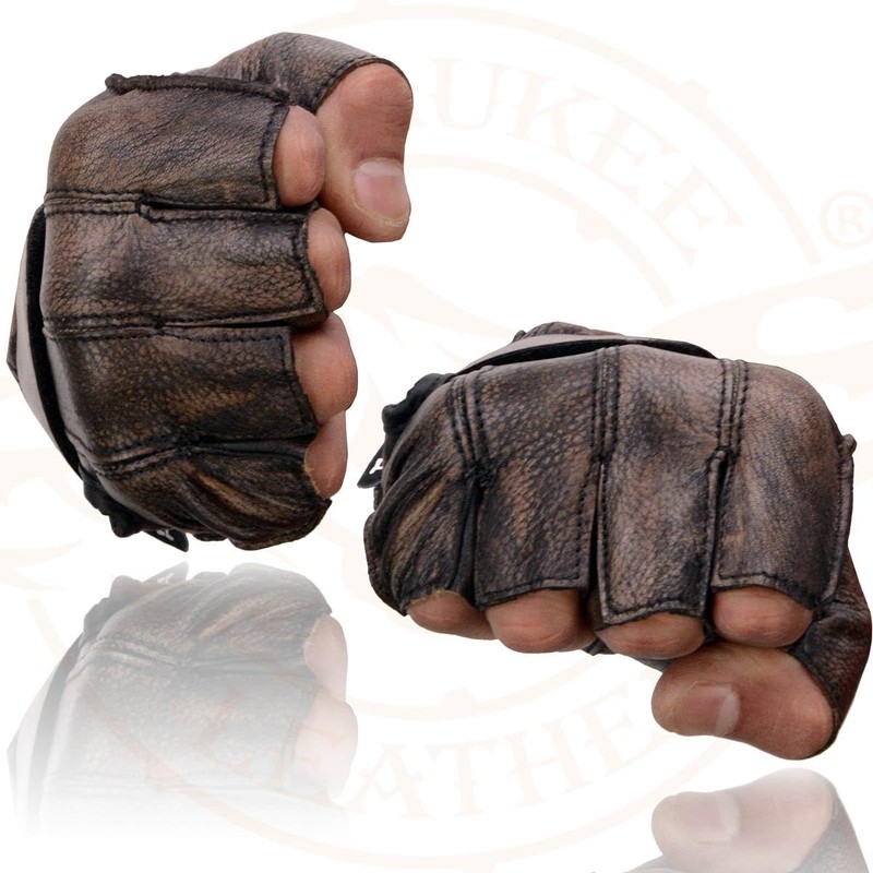 Milwaukee Leather Men's Fingerless Motorcycle Riding Hand Gloves - Large