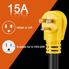 Suplevel NEMA 5-15P to 6-50R Welder Adapter Cord, STW 10AWG/3C, 3 Prong 15 Amp Household Male to 50 Amp Welder EV Charger Female Adapter, 125 Volts, ETL Listed