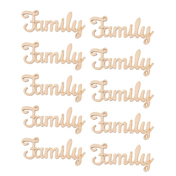 EXCEART 10 Unfinished Family Wooden Words Wooden Ornaments Family Letters Alphabet for Christmas Tree Craft Home Wedding DIY Decorations