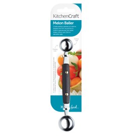 KitchenCraft Double Melon Baller / Parisienne Scoop, Stainless Steel with Comfortable Handle, 2.4 / 3cm (1 / 1.3'')