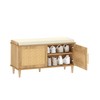 Akxomel Natural Rattan Shoe Storage Bench with Cushion, Entryway Shoe
