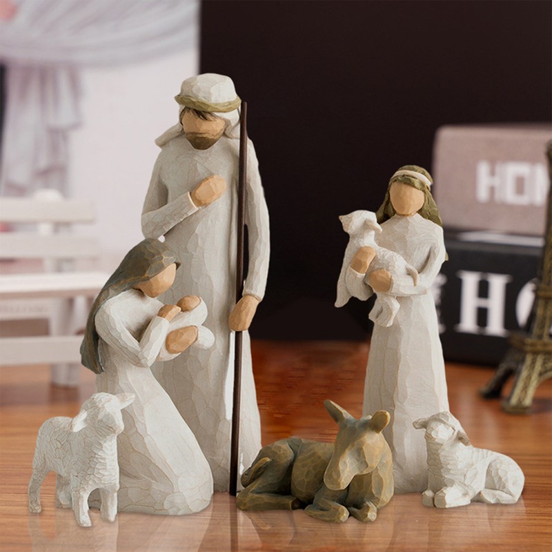 6PCS Resin Figures Fine Workmanship Art Ornaments for Household Office