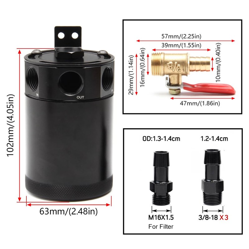 WENJTP Universal 150ml Car Oil Catch Can Kit Reservoir Tank,