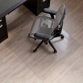 Realspace® Hard Chair Mat For Hard Surfaces, 45"W x 53"D, Wide Lip, Clear