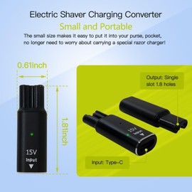 WELURE 2 Pack 15V HQ8505 Type-C Shaver Adapter Charging Converter for Philipss for Norelcoo 5000 5100 5200 Series, for OneBlade S9721/84 YS524/41, USB-C Shaver Charger Converter Without Charger Cord