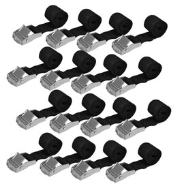 16 Pcs Ratchet Tie Down Straps Fastening Lashing Straps Tensioning Belts Luggage Straps van straps, ​Adjustable Straps with Buckle for Bicycle Carrier Cargo Trailer Car Luggage (2.5 cm x 2 m)