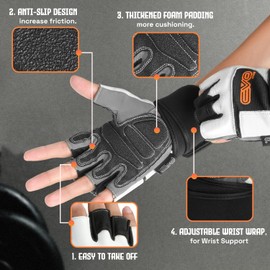 EVO Fitness Pure Leather Weightlifting Gym Gloves Neoprene Wrist Support wraps straps Bodybuilding Wheelchair cycling glove (Small)