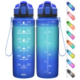 Coolfel Sports Water Bottle, 1 Litre 500 ml, Children's Leak-Proof Motivational Water Bottle with Time Marking, BPA-Free, Tritan Drinking Bottle for Girls, Boys, School, Cycling, Gym, Fitness