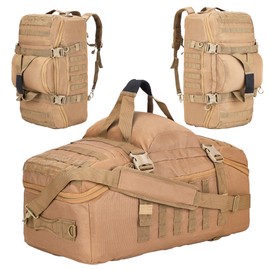 Travel Duffle Bag Gym Bag Duffle Bags with Weekend Overnight Bag for Outdoor Traveling Workout Deployment Sports (Coyote, 45L)