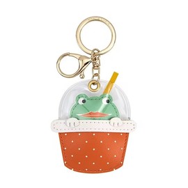 [LeChengMM] Creative Funny Milk Tea Bubble Cup Hidden Cartoon Keychain Leather Keychain Rucksack Car Keychain Pendant (Frog)