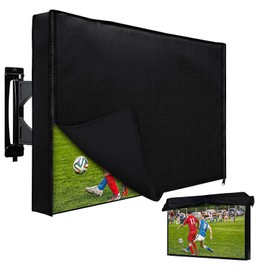 HOMEYA Outdoor TV Cover 48-50 Inch with Waterproof Zipper Velcro + Bottom Cover, 600D Heavy Duty Weatherproof TV Enclosure with Front Flap, for Outside LED LCD Flat Screen TVs-46.5''Lx27.5''Hx4.5 W