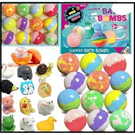 Lisotera Bath Bombs for Kids 12Pcs Bath Bombs with Surprise Toys Inside Natural and Org