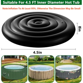 Tlswshsy 4.5 Ft Inflatable Hot Tub Cover- Energy Saving lid for Round Hot Tub- Foldable Protective Rain Overflow Cover for Outdoor Inflatable Hot Tubs (Black)