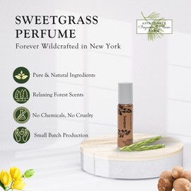Adirondack Fragrance & Flavor Farm ADK Sweetgrass Artisan Perfume Roller .33 oz (10 mL), Natural Hypoallergenic & Clean Perfume for Women & Men with Notes of Sweetgrass, Nutmeg, Ylang Ylang, Vanilla