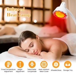 KDD-J1202 Adjustable Stand 275W Infrared Heat Lamp with Heat-Resistant Mesh Cover and Replaceable Bulb