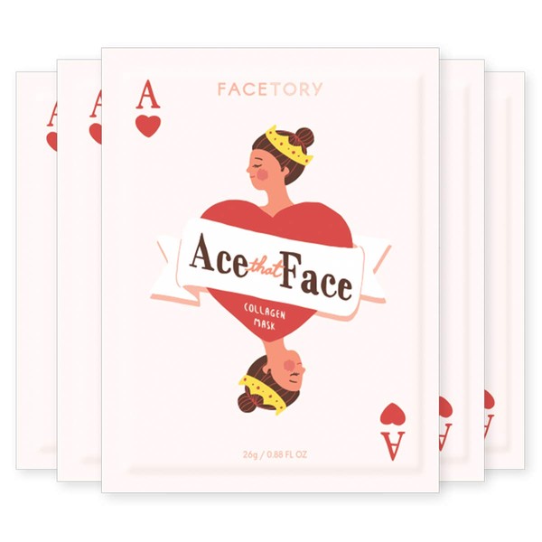 FaceTory Ace That Face Collagen Sheet Mask - Nourishing, Plumping, and Anti-Aging (Pack of 5)