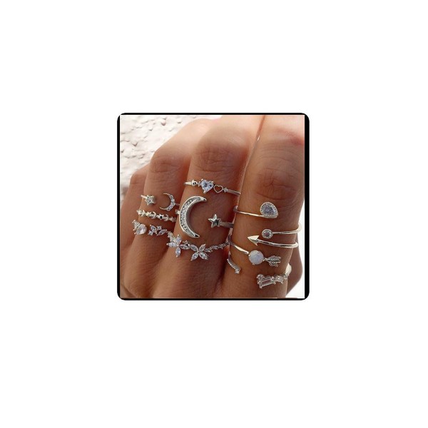 Cubahop Crystal Snake Rings Set Open Stacking Rings Gothic Kunckle