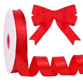 HFZRZFH 1 Inch Red Satin Ribbon 100 Yards - Double Faced Polyester Fabric for Bouquet Wrapping, Crafts, Wedding Decor, Balloons