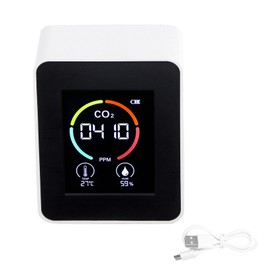 Carbon Dioxide Detector Semiconductor USB Charging LCD Temperature Humidity Detection Air Quality DetectorWhite