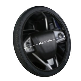 Black steering wheel covers，leather steering wheel cover Soft non-slip Breathable Steering Wheel Cover, Car Interior Cover Universal Size 38cm（15inch）