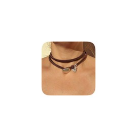 Nexoluxa Boho Choker Necklace for Women Western Leather Shell Cord Trendy Layered Western Turquoise Accessories Necklaces Jewelry for Women - Heart