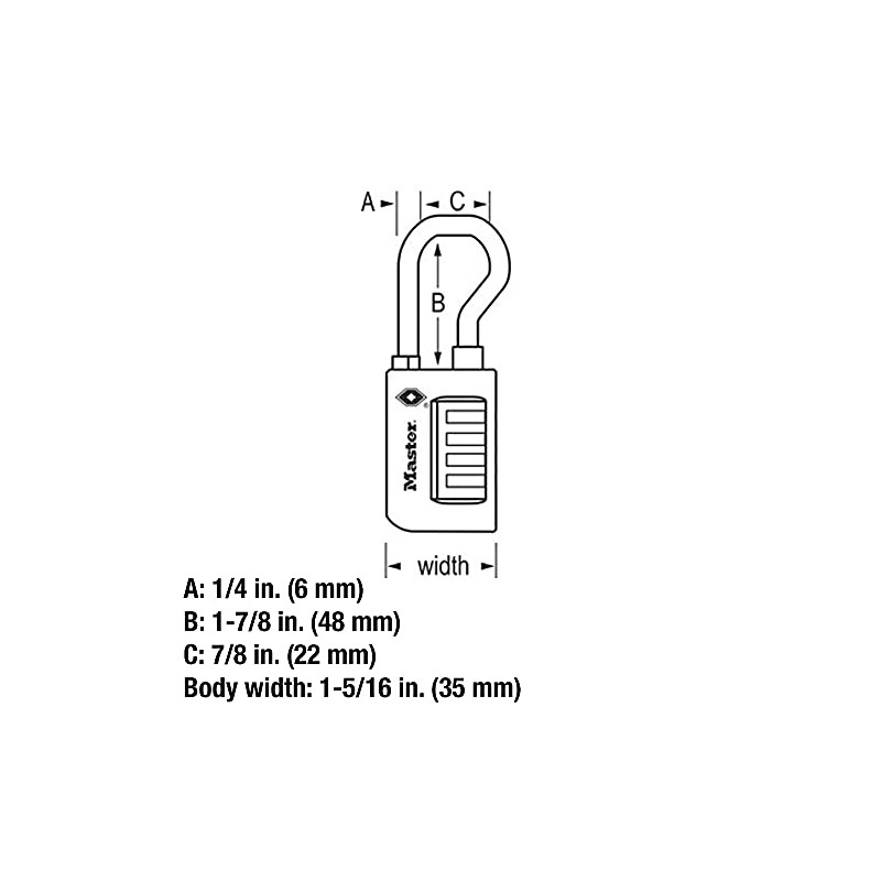 Master Lock Candado de combinación numérica para equipaje, aceptado por