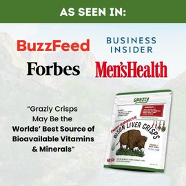 Grazly Smoky Barbecue Bison Liver Crisps - Grass Fed and Finished Bison Liver Chips - Crispy High Protein Snacks - Keto, Paleo, Whole30, AIP Friendly Snack - Organ Meat Jerky - Made in USA (8 Packs)