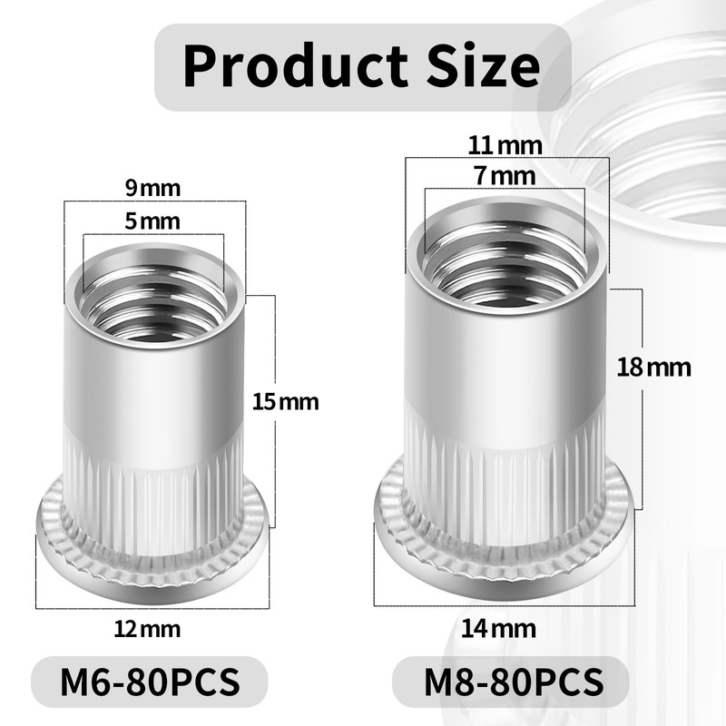 Rivet Nuts M6 & M8 Thread Rivets Blind Rivet Nuts