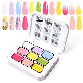 U-Shinein Gradient Painting Gel, 9 Bright Colors Ombre Gel Nail Polish Spring Summer Light Pink Blue for Pigment Pat Nails Aura Nails, French Manicure DIY Nail Art Long Lasting Palette Fairy Spring