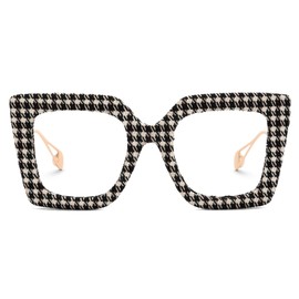 Zeelool Stylish Oversized Square Blue Light Blocking Glasses for Women Latanya ZJGA499974-01 Black-white