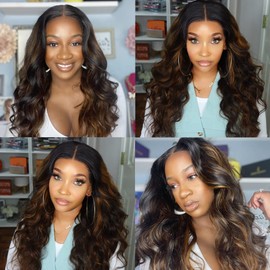Vinmdonm P1B30 Ombre Brown Human Hair Bundles Highlight Body Wave 3 Bundles 14 16 18 inch Two Tone Black Mixed With Brown Bundle