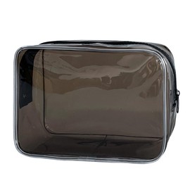TotePrint Black Clear Pouch, Small Clear Makeup Bag, 7"x2.3"x4.7" Size TSA Approved Toiletry Bag, Clear Travel Bags for Toiletries, Clear Cosmetic Bag for Women and Men Small (Black)
