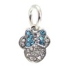 Dangle Crystal Mouse with Blue Bow Charm Bead for Bracelets